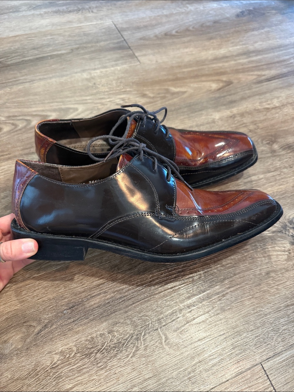 Stacy Adams Two-Tone Brown Leather Oxfords Size 10